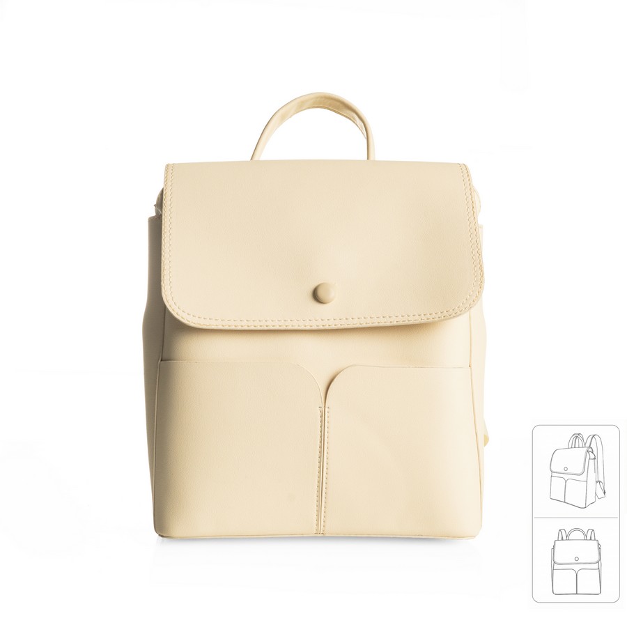  شنطة باك حريمي جلد إيطالي مستورد بيج بجيوب داخلية مقاس 30×25