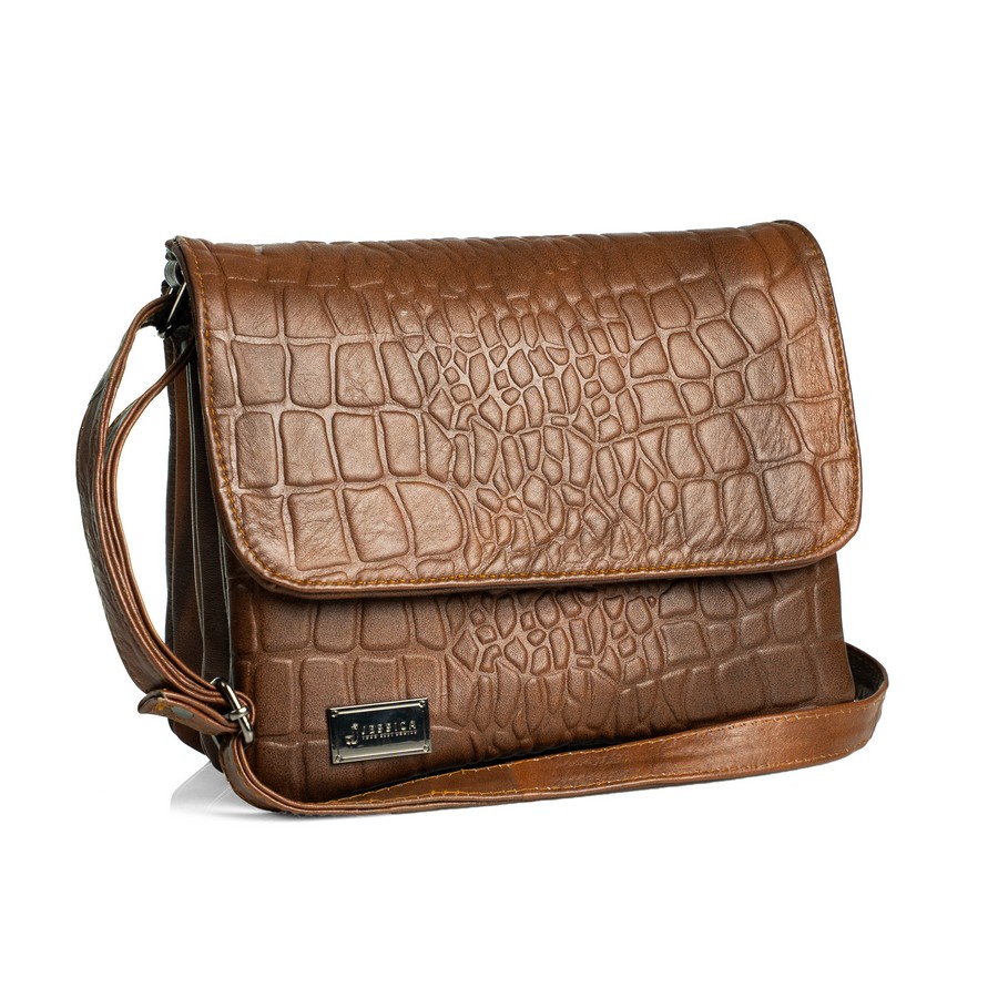 شنطة كروس جلد طبيعي هافان بجيوب داخلية مقاس 20×25 بسوست وإكسسوار مستورد