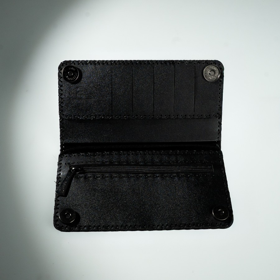  محفظة حريمي جلد طبيعي هاند ميد أسود مقاس 20×10