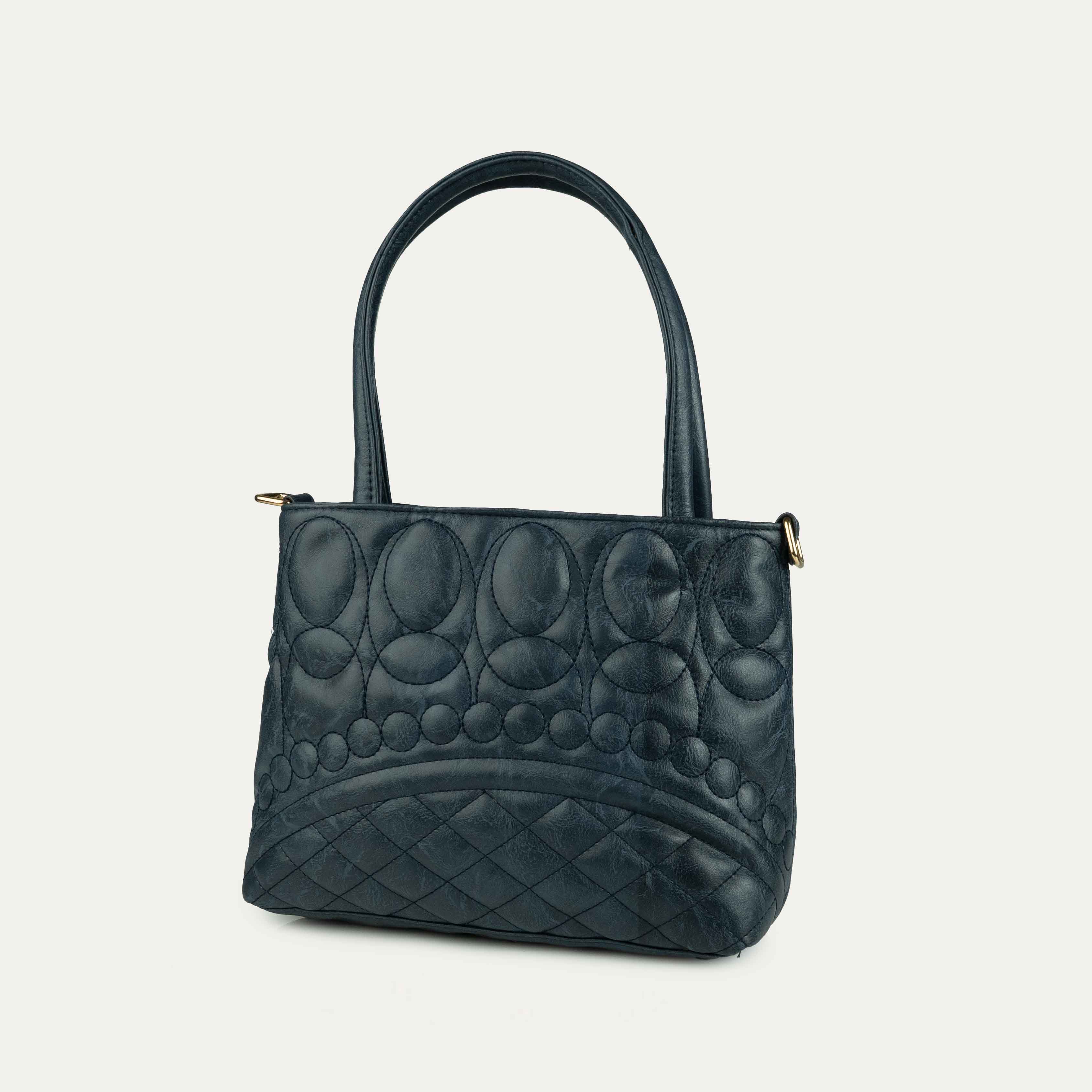 شنطة حريمي جلد إيطالي مستورد لون كحلي تُحمل هاند أو كروس بمقاس 25×30 سم